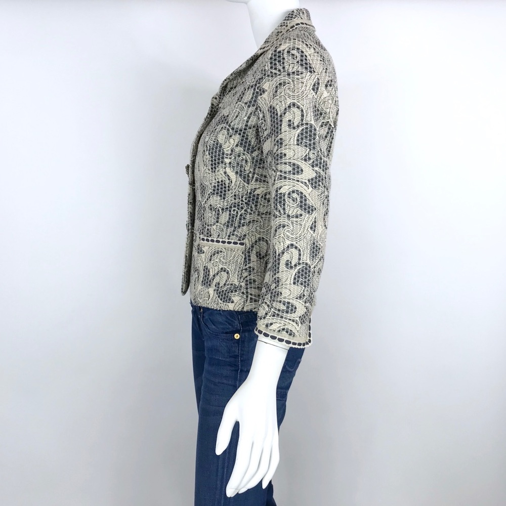 {Elie Tahari} Ribbon Crochet Jacquard Blazer - Picture 4 of 8